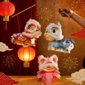 JURHOMIE DIY Material Package Year Lion Dance Lantern with Tassel Waterproof Ancient Year Lantern Good Lucky Hanging Ornament Festival Lanterns Chinese Year