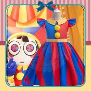Comel Kids Girls Clown Pomni Cosplay Circus Costume Halloween Carnival Party Costume