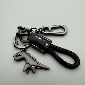 Metal Dinosaur Keychain Keychain Aluminum Alloy Dinosaur Charm Paired with a Hand-woven Bracelet Dinosaur Keychain Cute Keychains Gift for Boyfriend or Girlfriend