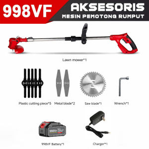 Portable Grass Cutter Cordless Lawn Mower Electric Mower 698VF/998VF Cordless Grass Trimmer with Rechargeable Lithium Battery Garden Pruning tool grass trimmer brush Cutter Adjustable lawn mower Multifunction Home grass trimmer grass cutter
