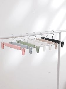 [SG Stock] Clip Pants Hanger Anti Slip Traceless Telescopic Pants Skirts Hanger Clothes Hangers with Clip Drying Rack
