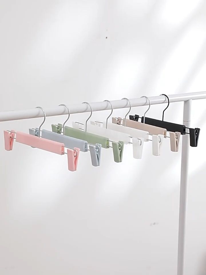 [SG Stock] Clip Pants Hanger Anti Slip Traceless Telescopic Pants Skirts Hanger Clothes Hangers with Clip Drying Rack