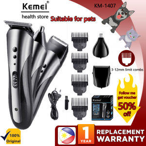 Kemei Multifunctional 3 in 1 Hair Clipper Hair Trimmer Rechargeable Electric Beard Nose Ear Shaver Professional Waterproof Wireless Razor Beard Hair Shaver KM-1407 宠物理发器