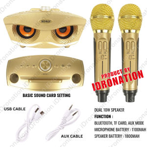 SDRD SD-306S OWL ลำโพงคาราโอเกะบลูทูธ Super Bass 15W x2 + ไมโครโฟนไร้สาย 2 ตัว