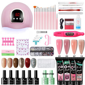 MS.W Poly Gel Nail Extension Set 37pcs/set Gel Polish Set with UV Light Nail Drill Acylic Nail Art Tools Manicure
