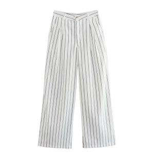 Jass Shop High Wasit Stripe Pattern Trouser Slacks Pants Wide Leg Cut Fit From 24-27 Waistline #8071