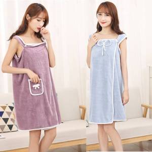 【SG Stock】 Coral Fleece Bath Towel Fashion Bath Dress Home Bath Robes Soft And Absorbent