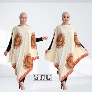 Dress batik lebaran kaftan asimetris paris