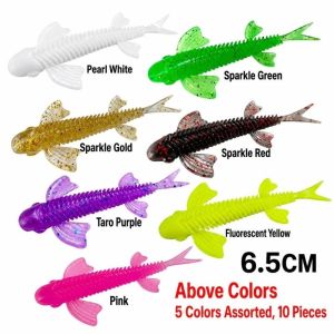 IFFINE 10PCS Phủ lớp nhũ Mồi câu cá đuôi chẻ cánh Mềm mại Nhiều màu sắc Cá mồi mềm cánh bướm Sống động Linh hoạt Mồi câu cá Shad cánh nổi Tất cả các vùng biển