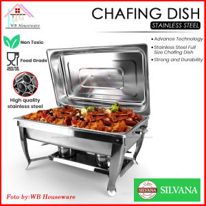 SILVANA Prasmanan segi stainless 1 wadah / chafing dish  tray / casserole warmer 9QT
