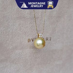 Montagne Jewelry 18k Pure Gold Necklace For Women Four Pcs Diamond Inset Fine Jewellery Natural 10-11mm South Sea Pearl Pendant
