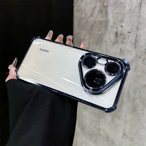 Clear Soft Plating Glossy Case for Huawei Pura 90s Pro Max 5G Four Corners Shockproof Yellowing-Resistant TPU Ultra-thin Transparent Silicone Back Cover