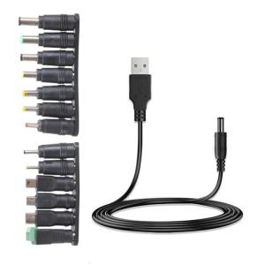 USB to DC5521 Power Cable 5V DC5.5x2.1mm Charging Cord Includes 13 Tips for Cameras Tablets and More