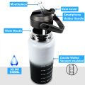 Bình Nước Bằng Thép Không Gỉ QuiFit 1L, Đánh Dấu Thời Gian Động Lực Cốc Vại Miệng Rộng, Có Nắp Ống Hút Bình Nước Chân Không Cách Nhiệt 32Oz Chống Rò Rỉ. 