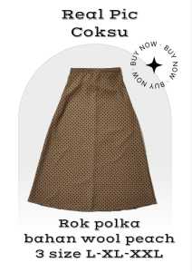 ROK POLKA SKIRT/MOTIF POLKADOT/3 SIZE L-XL-XXL/ROK WANITA MODEL KOREAN/ROK WANITA TERBARU/ROK SPAN