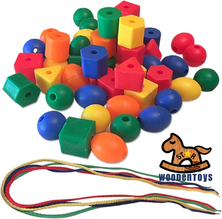 Jumbo Lacing Beads Threading Toys for Toddlers and Kids Age 3,