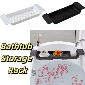 PARKOUR Anti-Slip Design Extendable Bathtub Rack Built-in Phone Holder Extendable Structure Adjustable Bathtub Tray Stable Design Adjustable Length Bathroom Storage Organizer Bathroom Use