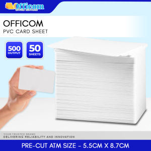 Officom PET Pre-cut PVC ID Card Sheets Set – 50 Sets Glossy Finish 5.5x8.7cm Inkjet Friendly
