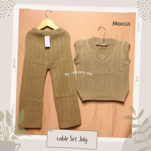 Setelan Rajut Anak Perempuan Cable Set: Kenyamanan & Trendy
