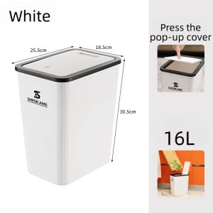 16L Press Type Trash Can Rectangular Trash Can Household Living Room Kitchen Bathroom Trash Bin