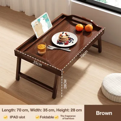 Foldable Bamboo Table With Handles For Easy Handling Foldable Design Saves Space Easy To Install Simple And Convenient