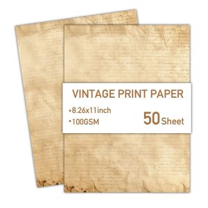 TURHA 50 Sheets Simple Stationery Writing Paper Classical Vintage Printing Paper Xuan Paper Thicker Pirate Scrolls Envelopes