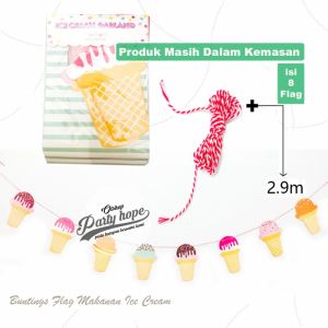 Banner ice cream / Bunting Flag ice cream / hiasan food banner makanan