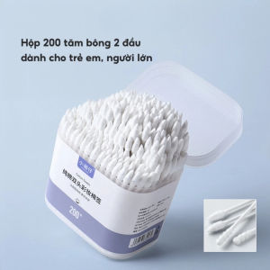 Hộp 200 Tăm Bông CAO CẤP 2 Đầu Kháng Khuẩn – Bông Ngoáy Tai Trang Điểm Vệ Sinh Tai Mũi Cho Bé Sơ Sinh Và Người Lớn