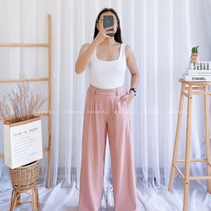 DNEMNLPH Amanda Wideleg Highwaist Vintage Trouser Pants - Korean BKK Belt Pockets Garter Stretch Freesize Office Loose