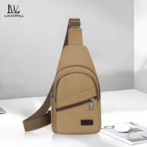 LouisWill Mens Chest Bag Retro Outdoor Bag Fashion Travel Bag Cross Body Bag Lightweight Waterproof Fitness Bag Money Phone Chest Bag for Workouts Sports Outdoor