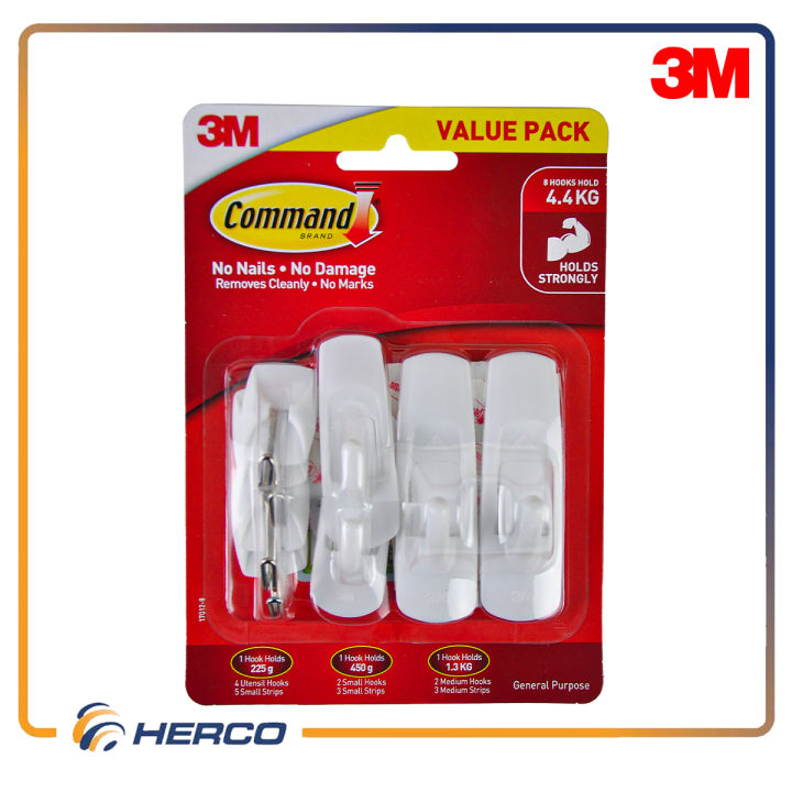 3M Command Mixed Hooks Value 8 Pack