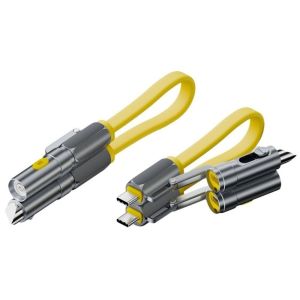 NEXTYOO với Lưỡi Dao Ẩn Cáp sạc ngoài trời Sạc nhanh PD 3.1 240W Bật lửa USB-C Nhỏ gọn Áo khoác TPE Cáp Type-C Sử dụng khi đi du lịch