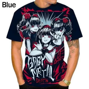 2024Gadis Jepun Heavy Metal Band BABYMETAL Cetakan 3D Baju T Uniseks Kasual Hip-Hop Punk Pakaian Atasan Lengan Pendek Bersaiz Besar Sejuk