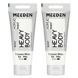 MEEDEN Acrylic Paint Bundled with Additional Titanium White Color : 100ml/3.38oz Heavy Body Acrylic Paint Color for Art Craft Painting