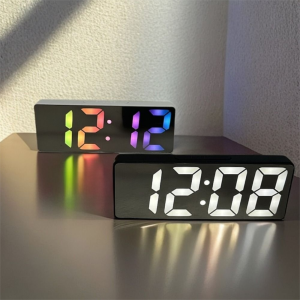 JVKISX Temperature/Date Display Digital Alarm Clock 2 Levels Brightness 12/24H Format LED Digital Clock Colorful Snooze Mode Sleep Timer Bedroom