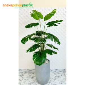 Pohon Daun Tanaman Artificial Monstera Latex T180 Pot Terasso Abu Dekorasi Pajangan Ruangan Cafe Aesthetic
