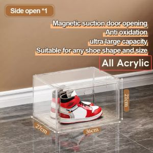 (BUY 5 TAKE 5)Clear Acrylic Shoe Box Organizer with Magnetic Door Dustproof Stackable Space Saving Storage Shoe Box Large Space Sneaker Container Shoe Rack#XH002
