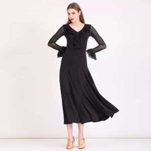 Handmade Pleated Saturated Color Crystal Cotton Modern Dance Dress Waltz National Standard Dance Costume