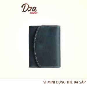 Bóp ví mini đựng tiền và thẻ da sáp nam nữ cao cấp nhỏ gọn sang trọng ví da thật phong cách vintage Dza leather.