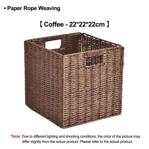 SG RumahHome® Foldable Hand-Woven Storage Box Basket with Hand | Stylish Laundry Basket Toy Clothing Cabinet Organiser Laundry Baskets Hampers