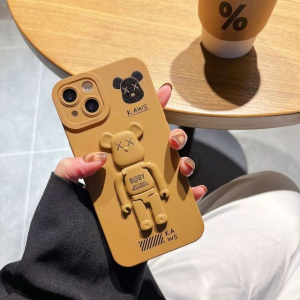 Casing Samsung A02S A03S M03 A03 A12 4G A13 4G A22 4G A23 4G A32 4G A33 5G M12 M32 Case BearBrick Pro Camera With Stand Bracket Doll 3D Cam Protection