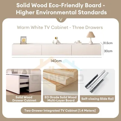 CONOCO Solid Wood TV Cabinet Northern Europe Luxury With Door and Drawers TV Console Cabinet(3FT/4FT/5FT/6FT)電視櫃