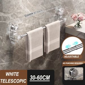 DAILYGO Adjustable No Drill Towel Rack Strongest Suction Cup 360 Rotate Bathroom Storage Space Saving Telescopic Rod Easy Install