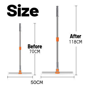 [SG Ready Stock] Multifunctiona Silicone Magic Broom  Floor Squeegee Water Wiper  Extendable Handle Sweeper 52cm