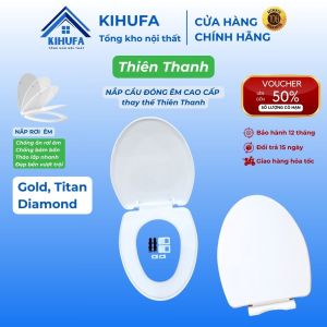 Nắp Bồn cầu Đóng Êm thay thế chuẩn đẹp cầu THIÊN THANH - Gold Diamond Titan nắp bàn cầu Trắng Chống Bám Bẩn N0K7