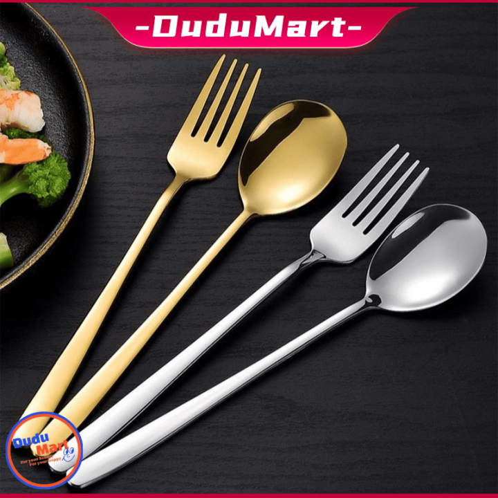 DuduMart Korean Cutlery Korean Style Flatware Stainless Steel Dining Spoon and Fork Lazada PH