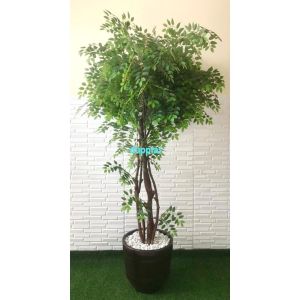 Pohon Plastik Tanaman Artificial Daun Lychee T210 Latex Pot Bulat Elegant Dekorasi Cafe Aesthetic