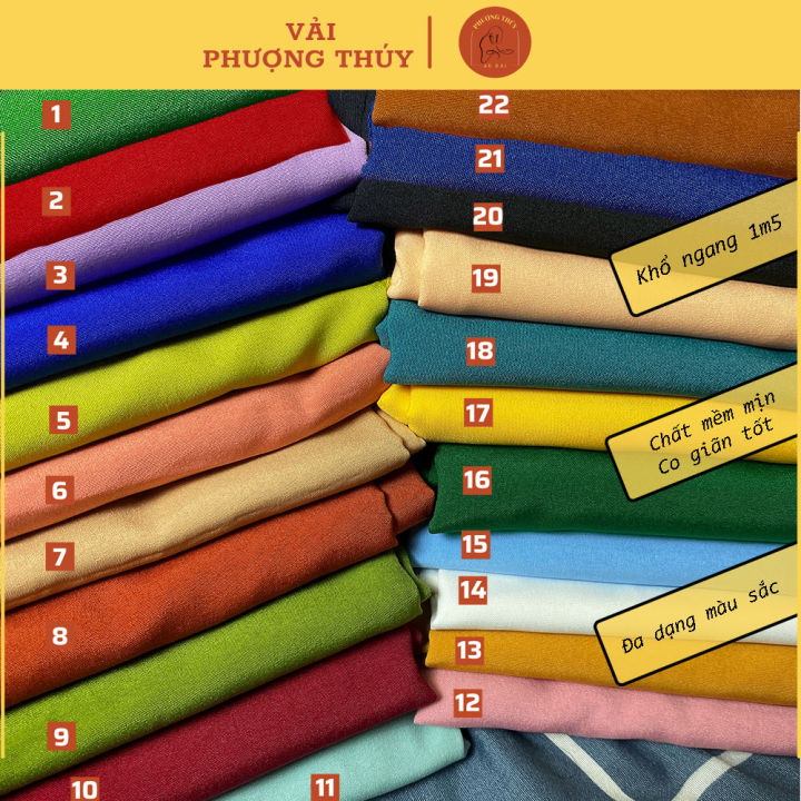 Vải Lụa 100D PHƯỢNG THÚY dòng vải trơn may đồ, đầm váy và đồ bộ, lụa co ...