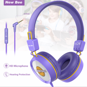 New Bee KH20 Tai nghe có dây cho trẻ em Màu sắc tai nghe chụp qua tai Âm thanh nổi Tích hợp micrô An toàn Âm lượng 85dB Giới hạn cho trẻ em Học trực tuyến Wired Headphone for Kids