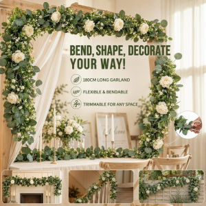 Artificial Eucalyptus Vine Garland Realistic Green Leaves Bendable Wire Wedding Home Wall Decor
